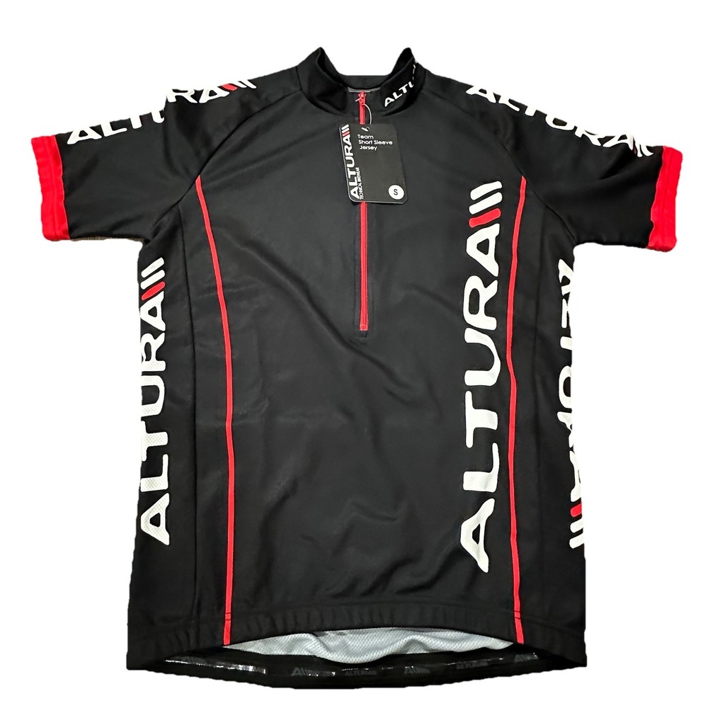 NWT ALTURA Unisex Cycling Jersey Bikewear Black‎ & Red 3/4 Zipper Size Small